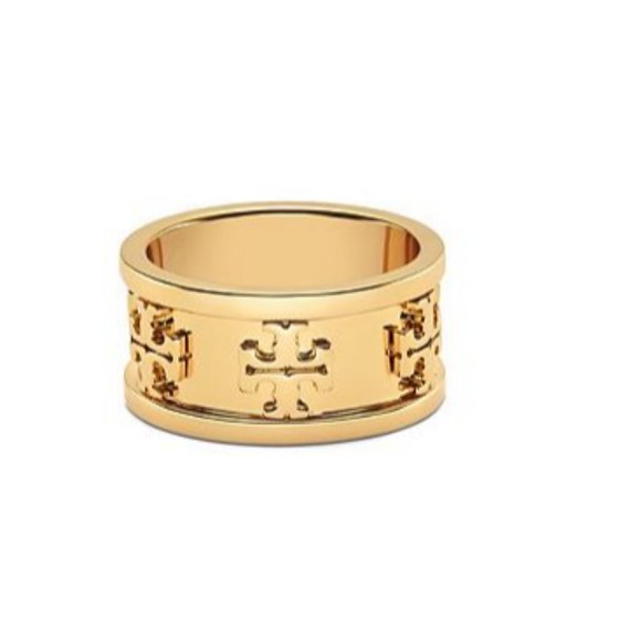 Tory Burch GOLD Metallic Raised Logo Ring - Picture 8 of 13